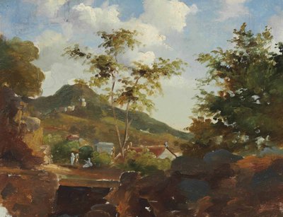 Village au pied dune av Camille Jacob Pissarro